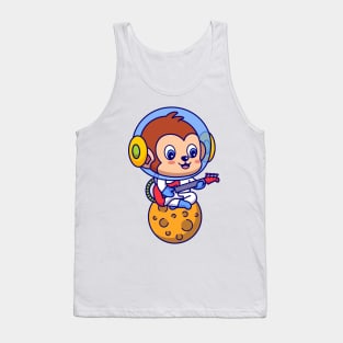 Monkey Astronaut Playing Guitar Tank Top